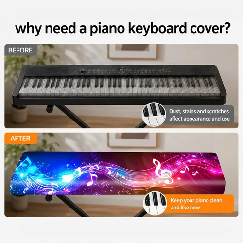 Vista 5 de Nuxovilar Funda Piano Teclado Seda Leche Yhd02413-S Protector elástico para teclado, funda para polvo para instrumentos digitales, para sala