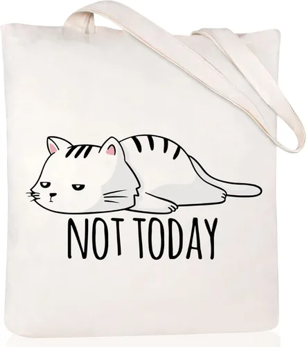 Vista 24 de Andeiltech - Bolsa de lona para mujer, con diseño de gato bonito y estética, bolsas reutilizables para compras y comestibles, con bolsillo