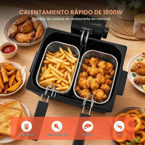 Vista 6 de Pukomc Freidora profunda con cesta 4.5L Temperatura ajustable, contenedor