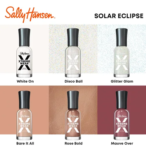 Vista 257 de Sally Hansen Xtreme Wear Esmalte de uñas sin rayas, acabado brillante, duradero, resistente a las astillas, transparente, color de uñas plateado 130