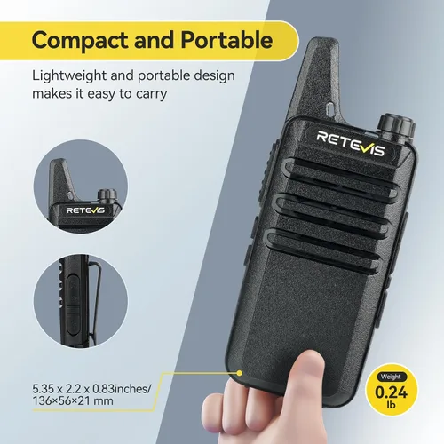 Vista 7 de Retevis RT22 Radio Bidireccional, Walkie Talkies Recargables de Largo Alcance (Paquete de 10) con Cargador de 10 Vías, Barra de Progreso de Carga