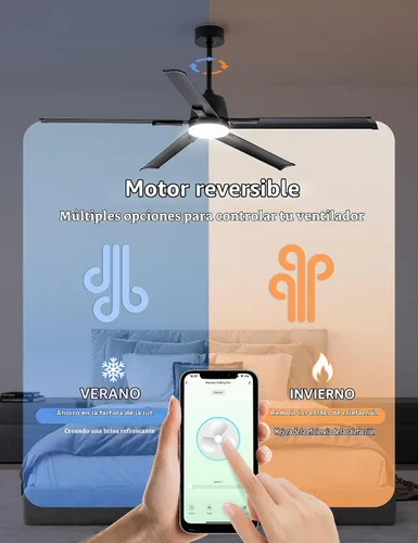 Vista 6 de Ventilador de techo al aire libre inteligente de 62 pulgadas con luz, 5 Negro