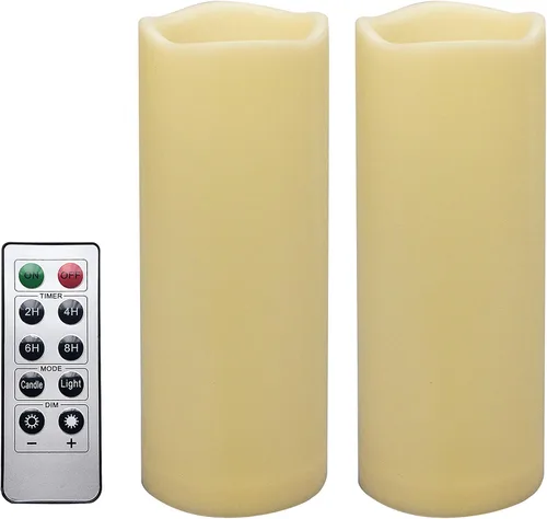 Vista 9 de Juego de 2 velas LED sin llama, impermeables, funcionan con pilas, con control remoto, de plástico, decorativas, para decoración del hogar, jardín
