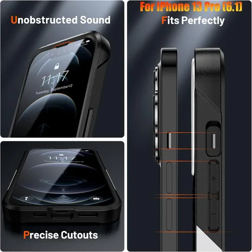 Vista 6 de Funda resistente para Apple iPhone 13 Pro de 6.1 pulgadas, 4 esquinas con bolsas de aire [protección contra caídas de 12 pies], agarre texturizado