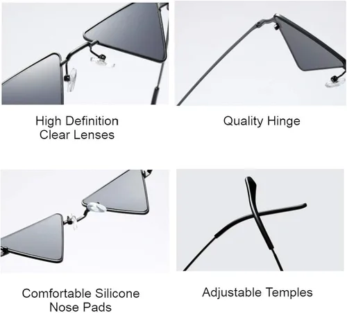 Vista 6 de Luz Triangular Pequeñas Gafas De Sol Hippie Marco Metal Tinted Lente Colorida F3184