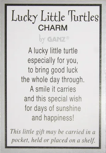 Vista 3 de Ganz Lucky Little Turtle Charm with Story Card New Pocket Token
