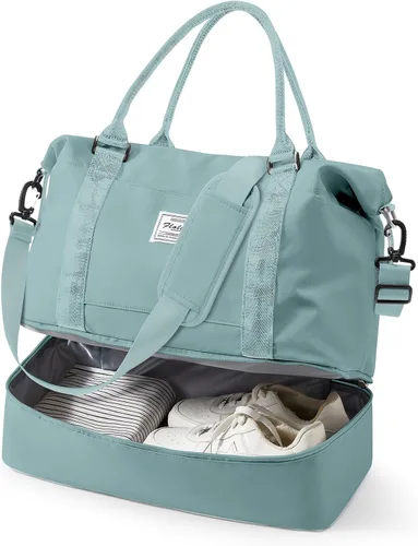 Vista 20 de VECAVE Bolsa de viaje para mujer, bolsa deportiva para gimnasio, E20-Púrpura profundo, Grande, Bolsa de viaje