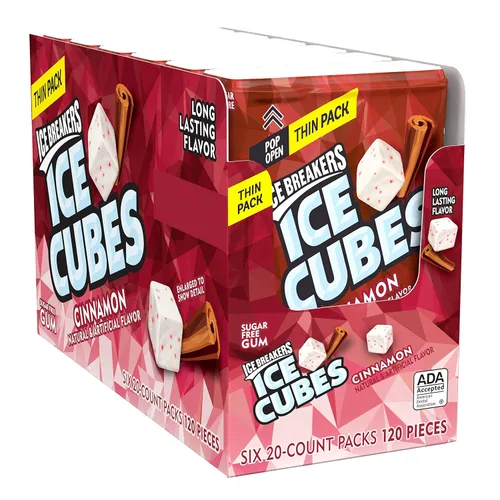 Vista 12 de ICE BREAKERS Ice Cubes - Botella de goma de mascar sin azúcar, 3.24 oz (40 piezas)
