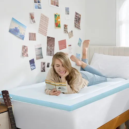 Vista 11 de Hansleep - Cubrecolchón de espuma viscoelástica tamaño individual Viscose Derived from Bamboo, Twin Size Mattress Pad Cover for Back Pain Relief