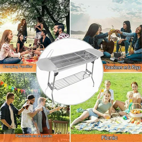 Vista 7 de Al aire libre Campling Refinado Estable Version-2.0 Barbacoa plegable portátil Barbacoa de carbón Estufa Shish Kebab Acero inoxidable BBQ Patio Fold