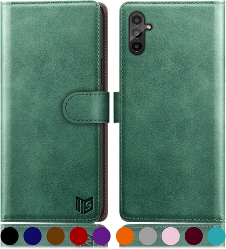 Vista 22 de SUANPOT Funda tipo cartera para Samsung Galaxy A13 5G con bloqueo RFID, tarjetero de crédito, funda protectora de piel sintética con tapa para Negro