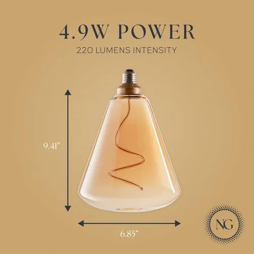 Vista 6 de Next Glow Bombilla LED decorativa Edison de filamento LED – 240 lúmenes, 4.9 W, regulable, 2000 K blanco cálido, base mediana E26 con impresionante