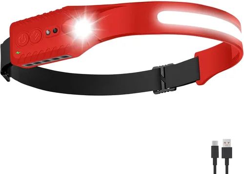 Vista 12 de Nessciera Linterna LED recargable (Azul), 400 lúmenes, haz ancho de 230°, USB-C, IPX4, 5 modos — Banda ajustable ligera; clips para casco