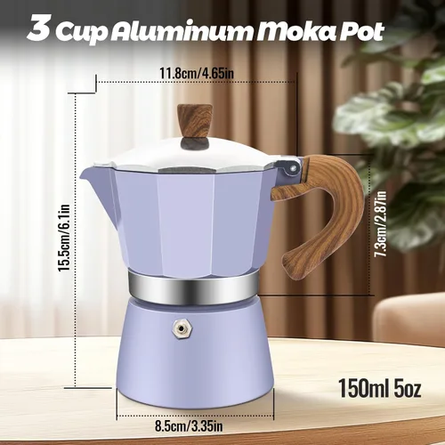 Vista 119 de Cafetera clásica de aluminio para 3 tazas Azul