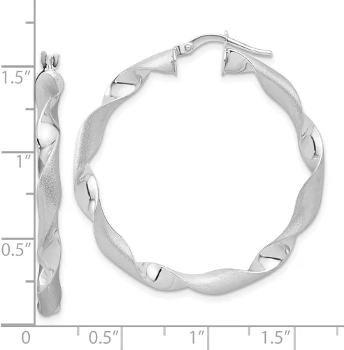 Vista 3 de Diamond2Deal Aretes de aro torcidos pulidos y cepillados de oro de 14 quilates para mujer