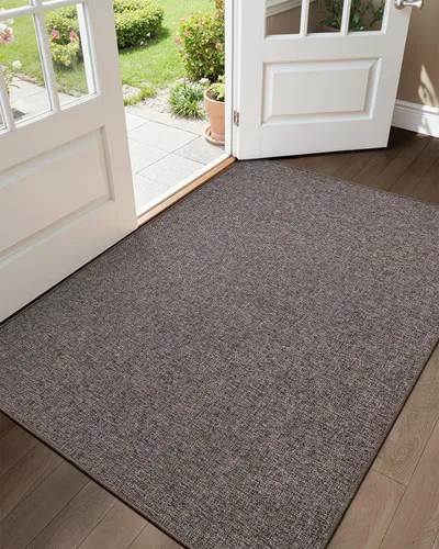 Vista 37 de Color&Geometry - Tapete para puerta delantera de 26 x 47 pulgadas, atrapador de suciedad con parte trasera de goma ultra antideslizante, perfil Caqui
