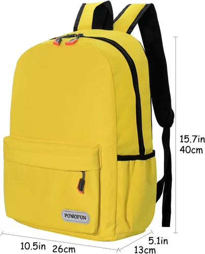 Vista 4 de Mochila para niños de 15 pulgadas, ligera, para escuela primaria, para jardín de infantes, mochila de viaje casual, Amarillo
