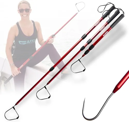 Vista 9 de Gaffer Sportfishing Gancho extensible de aluminio para peces Caña de pescar ligera con gancho de lanza de mar inoxidable Empuñaduras ergonómicas