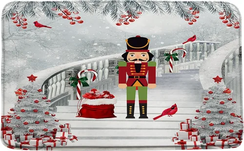 Vista 15 de GCTNBJL Juego de 3 alfombrillas de baño para árbol de Navidad, diseño de copo de nieve, rojo, gris, dibujos animados, invierno, vacaciones, baño