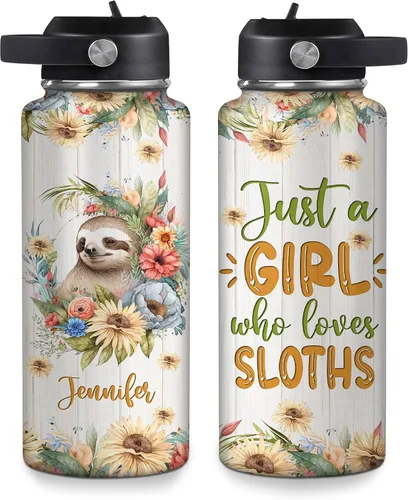 Vista 23 de Hyturtle Botella de agua personalizada con diseño de oso – Botella de acero inoxidable aislada de viaje con tapa a prueba de fugas, 18 onzas, 32
