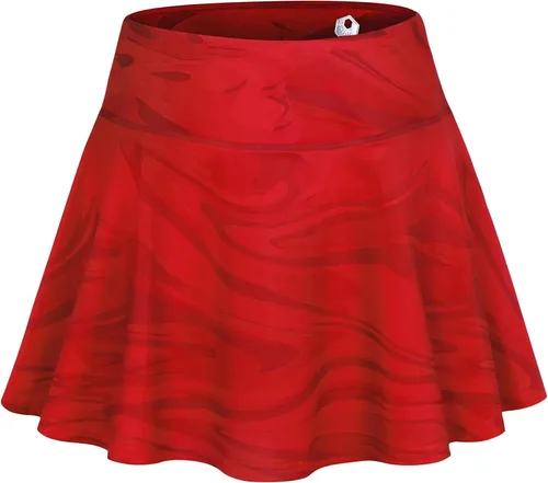Vista 2 de Fulbelle Falda de tenis roja de cintura alta casual para mujer con pantalones cortos incorporados