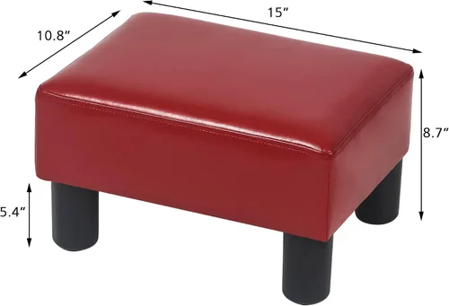 Vista 3 de Asense Reposapiés otomano moderno pequeño rectangular de piel sintética para sala de estar dormitorio