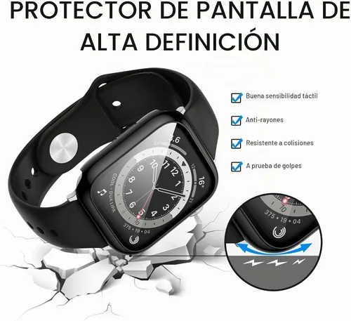 Vista 2 de Paquete de 10 fundas para Apple Watch Series 3/2/1 de 1.496 pulgadas con protector de pantalla de vidrio templado, alta definición, resistente a