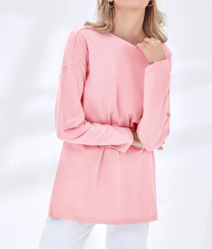 Vista 63 de Fisoew Camisetas de manga larga para mujer, holgadas, casuales, con cuello redondo, blusa suave