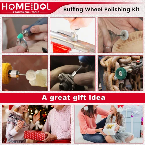 Vista 7 de HOMEIDOL - Rueda de pulido para kit de pulido Dremel, 103 piezas, rueda de pulido de vástago de 1/8 pulgadas para accesorios de herramientas Dremel