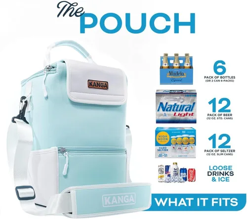 Vista 3 de Bolsa enfriadora aislada Kanga - Bolsa enfriadora suave - Enfriador de bebidas para 6 o 12 latas de cerveza y seltzer - Enfriador aislado a prueba