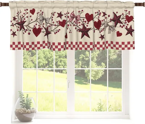 Vista 29 de Cenefa de estrella del oeste de Texas para ventana, rústica, granja, granero, cocina, cenefa de ventana rural vintage con bolsillo para barra