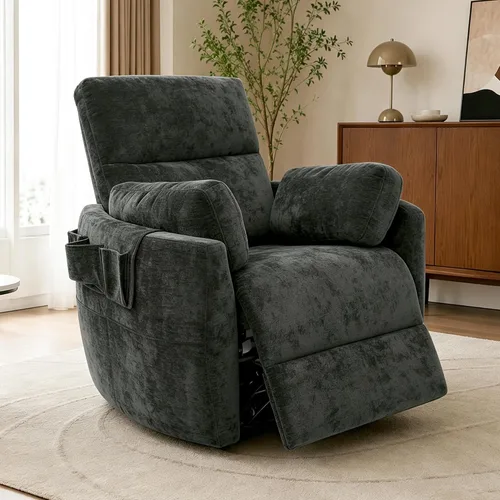 Vista 12 de Extra Wide Power Swivel Rocker Recliner Chair Nursery,Light Gray