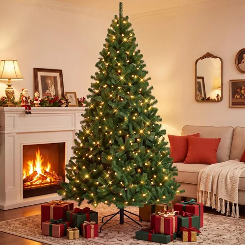 Vista 12 de 4.5 Ft Artificial Green Christmas Tree for Holiday Home Decor Classic Full hinged evergreen spruce tree with realistic flame-retardant branch tips