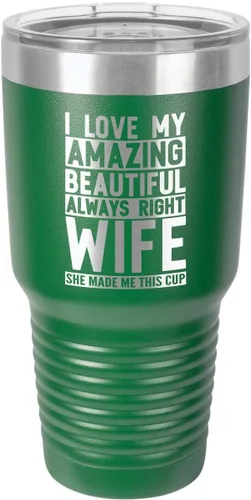 Vista 15 de OnlyGifts.com - Vaso con pajita y texto "I love my wife", 30 onzas, Negro