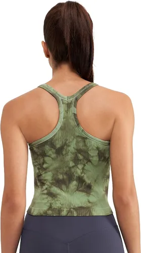 Vista 115 de sphinx cat - Camiseta corta de entrenamiento para mujer, camiseta sin mangas, acanalada, con espalda cruzada y brasier integrado
