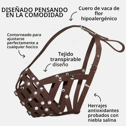 Vista 3 de CollarDirect - Bozal de cuero para boxeador y bulldog (marrón)