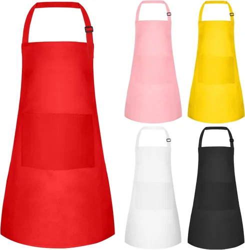 Vista 17 de MEEZY Juego de 3 delantales para niños con bolsillos, delantal ajustable para pintar, delantal de arte para niños, delantales de chef para niños