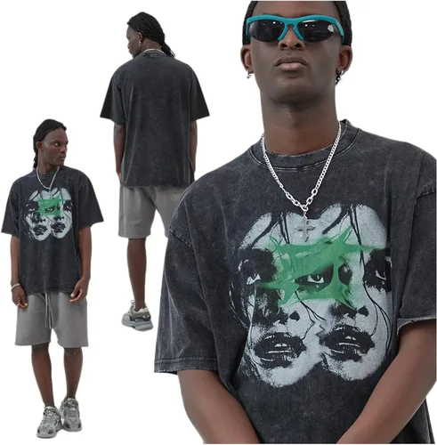 Vista 4 de Y2k Camisas para hombres y mujeres, camisetas gráficas vintage de verano, gótica, holgadas, ropa de calle, camiseta vintage de gran