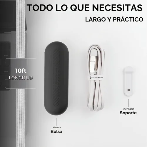Vista 4 de Rolling Square inCharge XL - Cable de carga múltiple 6 en 1, cable USB portátil y USB-C con potencia de carga ultrarrápida de 100 W, 10 pies/9.8 ft
