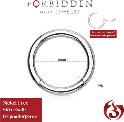 Vista 111 de Forbidden Body Jewelry - Piercing para la nariz de acero quirúrgico 316L con bisagra, 14G, 16G, 18G, diámetro de 15/64, 5/16, 25/64, 15/32 pulgadas