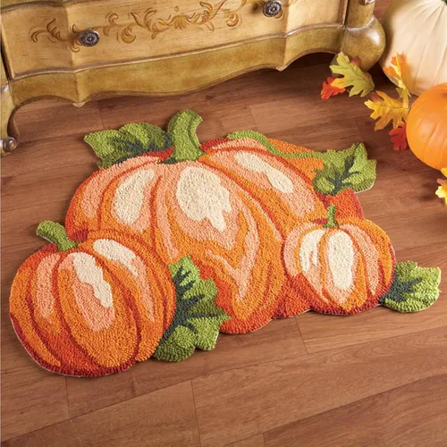 Vista 5 de Alfombra de calabaza de Acción de Gracias, 31 x 22 pulgadas, antideslizante, lavable, tapete de bienvenida de otoño, bonito tapete de otoño