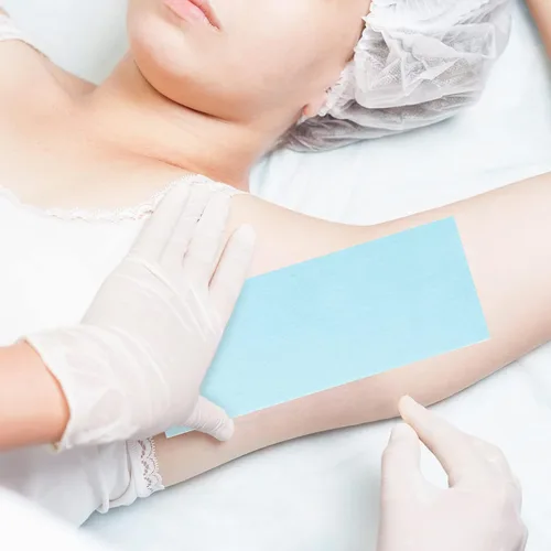 Vista 3 de Juego de 400 tiras de cera, tiras de eliminación de cera no tejidas con aplicador de cera para herramientas de depilación facial y piel corporal Azul