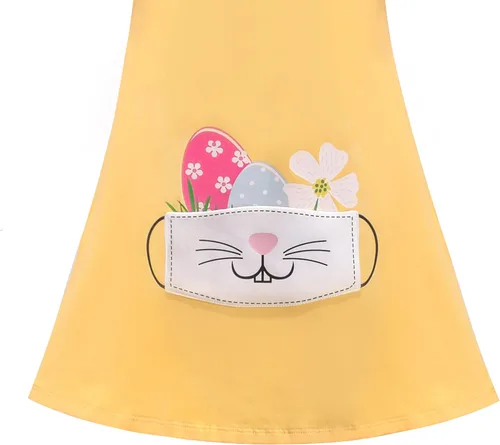 Vista 4 de Sunny Fashion Vestido de manga larga para niñas, margaritas y flores, a rayas, de algodón casual