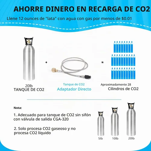Vista 3 de Adaptador directo de cilindro de CO2 para tanque de CO2 con manguera de acero inoxidable de 60 pulgadas, conector de fabricante de soda de agua