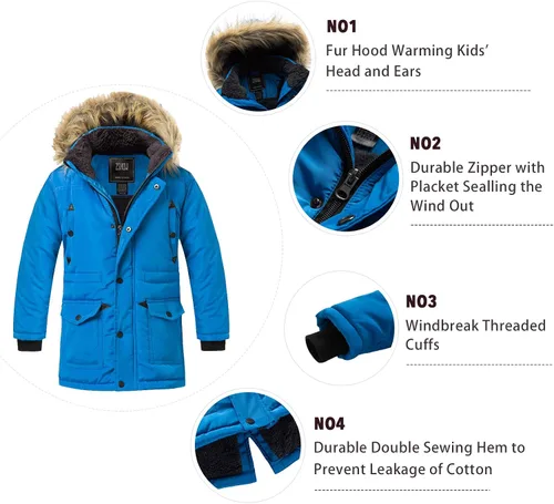 Vista 5 de ZSHOW Chaqueta acolchada con capucha para niños, abrigo de invierno grueso a prueba de viento