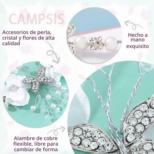Vista 6 de Campsis Diadema para niña de flores, tocado blanco para primera comunión