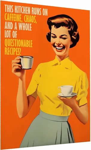 Vista 28 de Impresión retro de cocina – Divertido póster de los años 50, impresión retro de cocina, arte de pared de cocina feliz ama de casa, decoración retro
