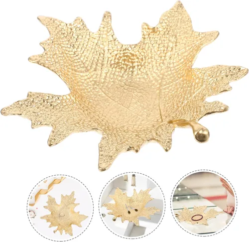 Vista 3 de ABOOFAN 1pc Watch Plate Jewelry Tray Metal Tray Garnish Tray Decorative Tray Snack Tray Key Holder Tray Metal Leaf Plate Bracelet Display Plate