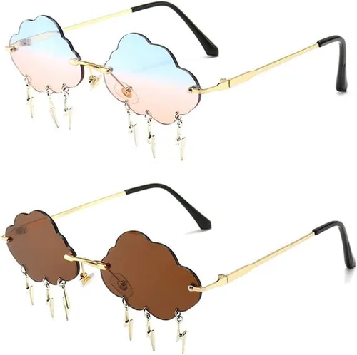 Vista 12 de ENTHYI Cloud Lightning - Lentes de sol para mujeres/hombres, sin marco, para fiesta, sin montura Negro