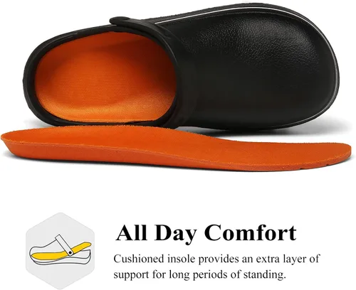 Vista 5 de Haifago Zapatos de chef antideslizantes para hombres y mujeres, zapatos de trabajo antideslizantes y resistentes al agua, zuecos de enfermería